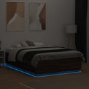 vidaXL barna tölgy színű szerelt fa ágykeret LED-del 140 x 190 cm