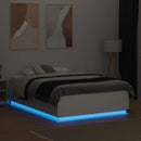 vidaXL fehér szerelt fa ágykeret LED-del 135 x 190 cm