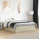 vidaXL sonoma tölgy színű szerelt fa ágykeret LED-del 135 x 190 cm