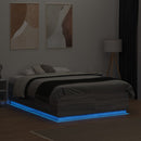 vidaXL szürke sonoma színű szerelt fa ágykeret LED-del 135 x 190 cm