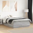 vidaXL szürke sonoma színű szerelt fa ágykeret LED-del 135 x 190 cm