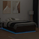 vidaXL barna tölgyszínű szerelt fa ágykeret LED-del 135 x 190 cm