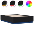 vidaXL fekete szerelt fa ágykeret LED-del 120 x 190 cm