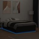 vidaXL fekete szerelt fa ágykeret LED-del 120 x 190 cm