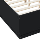 vidaXL fekete szerelt fa ágykeret LED-del 120 x 190 cm