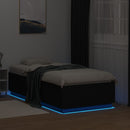 vidaXL fekete szerelt fa ágykeret LED-világítással 90 x 190 cm