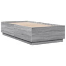 vidaXL szürke sonoma színű szerelt fa ágykeret LED-del 90 x 190 cm