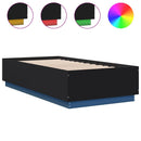 vidaXL fekete szerelt fa ágykeret LED-del 75x190 cm