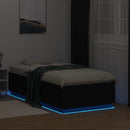 vidaXL fekete szerelt fa ágykeret LED-del 75x190 cm