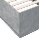 vidaXL betonszürke szerelt fa ágykeret LED-del 75 x 190 cm