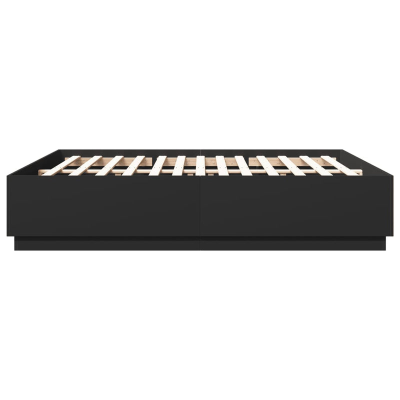 vidaXL fekete szerelt fa ágykeret 200 x 200 cm