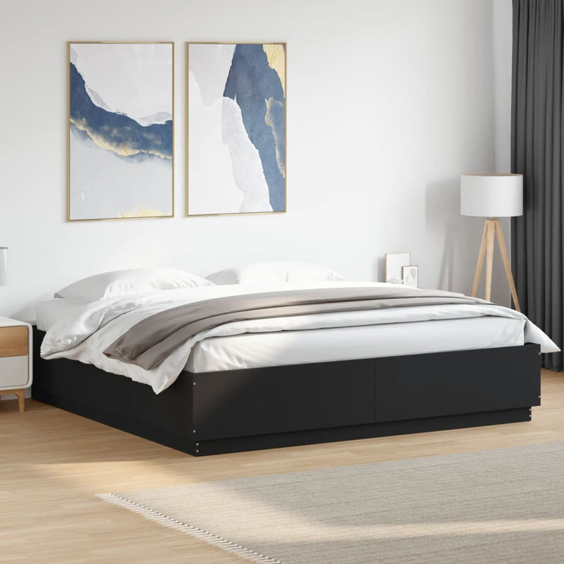 vidaXL fekete szerelt fa ágykeret 200 x 200 cm