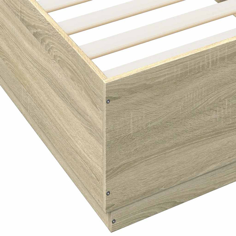 vidaXL sonoma tölgyszínű szerelt fa ágykeret 100 x 200 cm