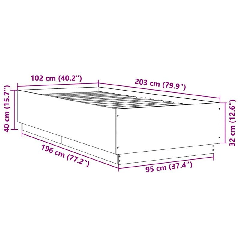 vidaXL sonoma tölgyszínű szerelt fa ágykeret 100 x 200 cm