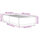 vidaXL betonszürke szerelt fa ágykeret 100 x 200 cm
