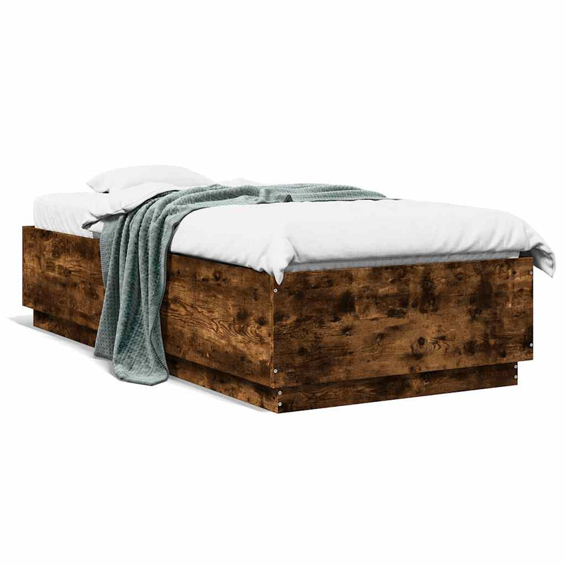 vidaXL füstös tölgy színű szerelt fa ágykeret 100 x 200 cm