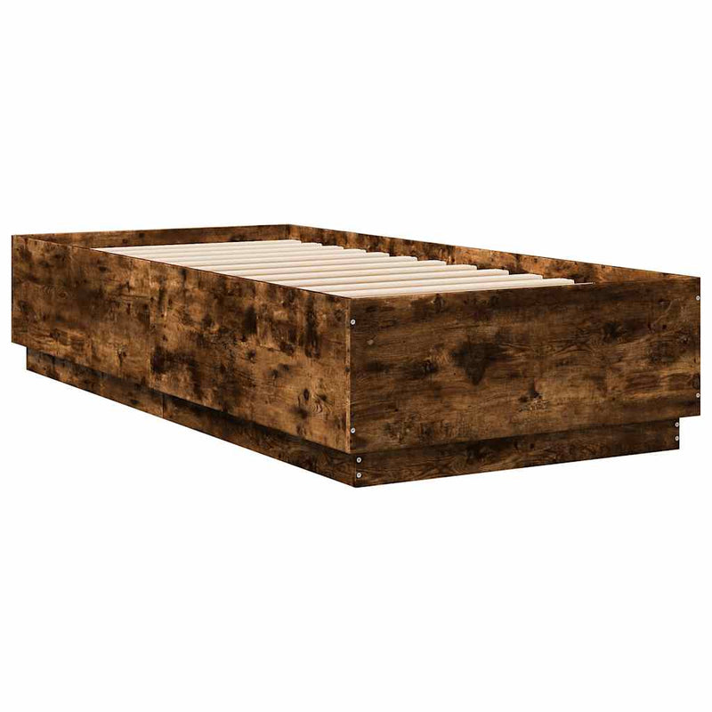 vidaXL füstös tölgy színű szerelt fa ágykeret 100 x 200 cm
