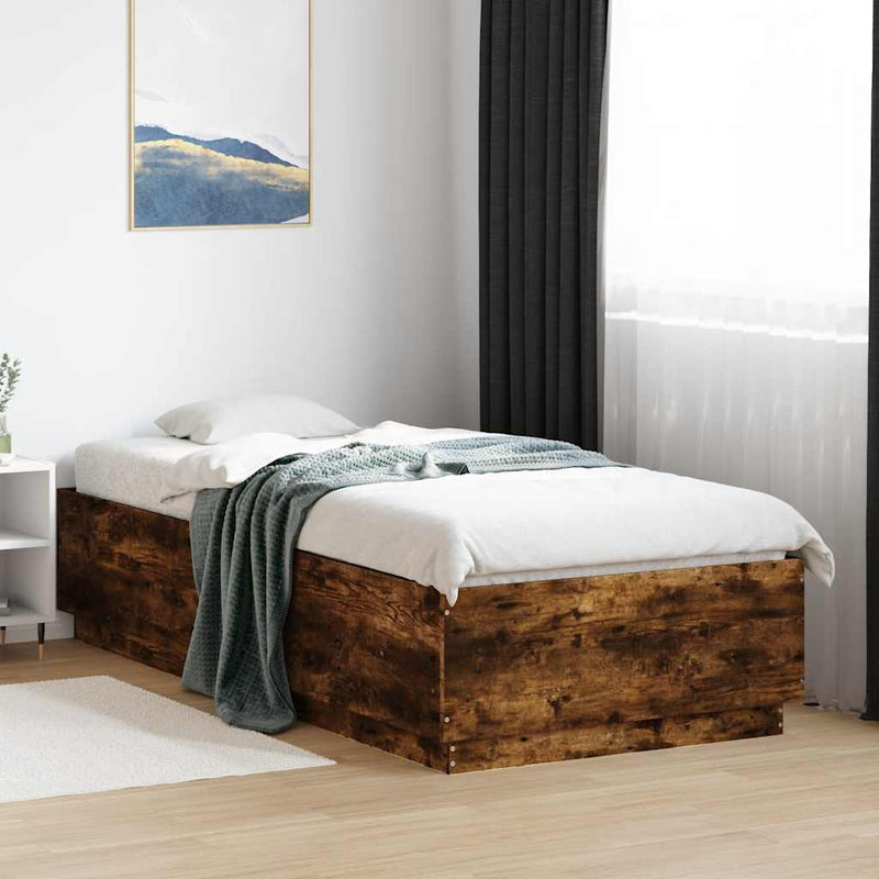 vidaXL füstös tölgy színű szerelt fa ágykeret 100 x 200 cm