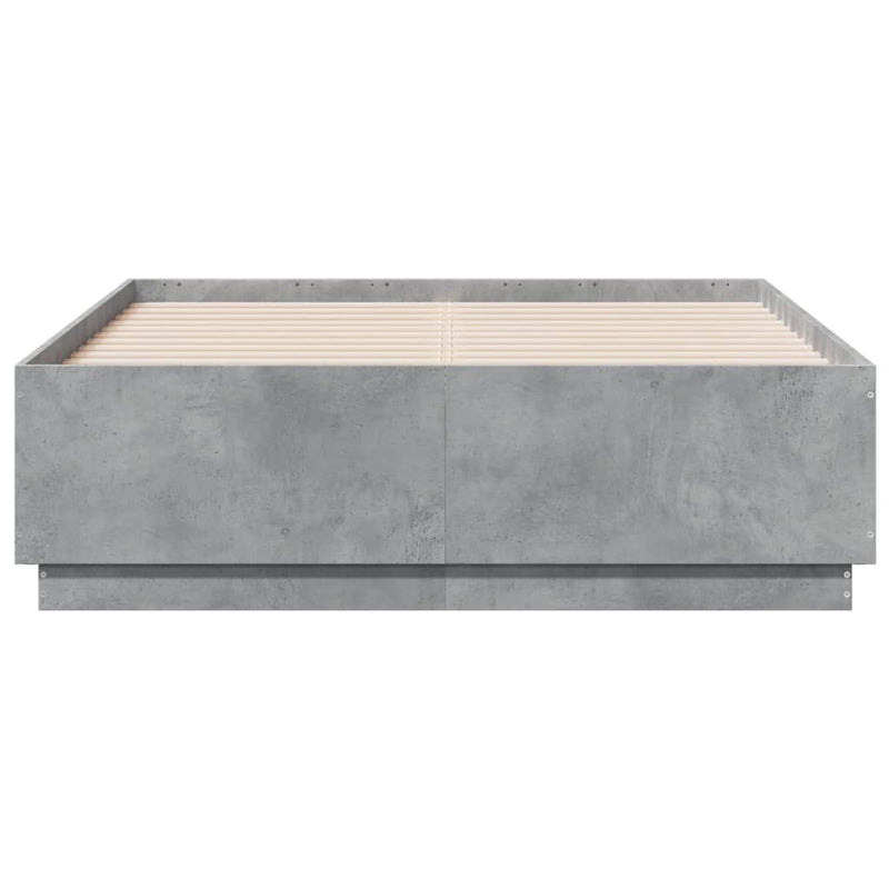 vidaXL betonszürke szerelt fa ágykeret 120 x 190 cm