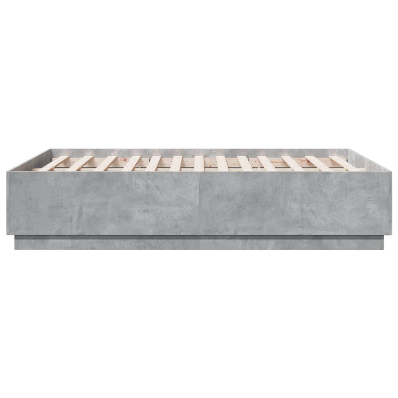 vidaXL betonszürke szerelt fa ágykeret 120 x 190 cm