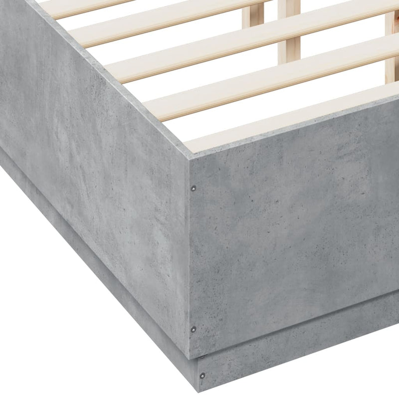 vidaXL betonszürke szerelt fa ágykeret 120 x 190 cm