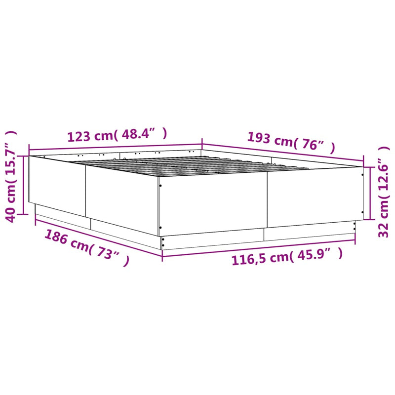vidaXL betonszürke szerelt fa ágykeret 120 x 190 cm