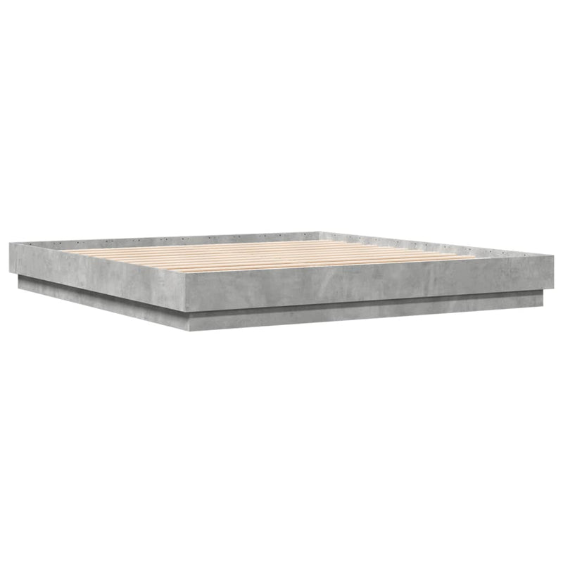 vidaXL betonszürke ágykeret LED-világítással 200x200 cm