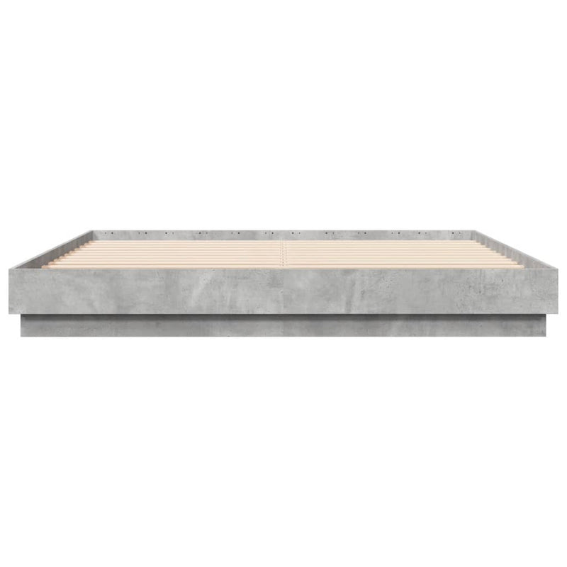 vidaXL betonszürke ágykeret LED-világítással 200x200 cm