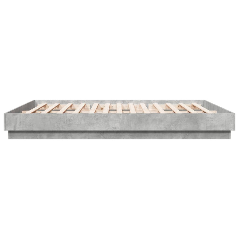 vidaXL betonszürke ágykeret LED-világítással 200x200 cm