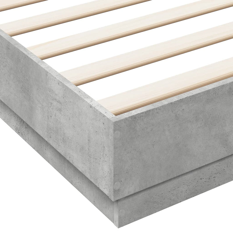 vidaXL betonszürke ágykeret LED-világítással 200x200 cm