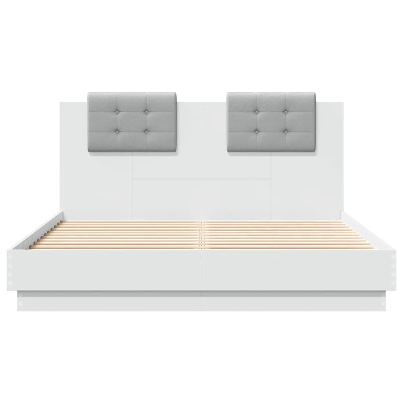 vidaXL fehér szerelt fa ágykeret fejtámlával 120 x 200 cm