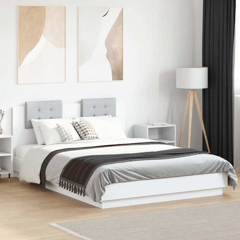 vidaXL fehér szerelt fa ágykeret fejtámlával 120 x 200 cm
