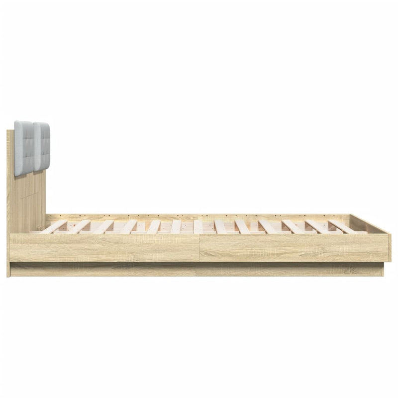 vidaXL sonoma tölgy színű szerelt fa ágykeret fejtámlával 120x200 cm