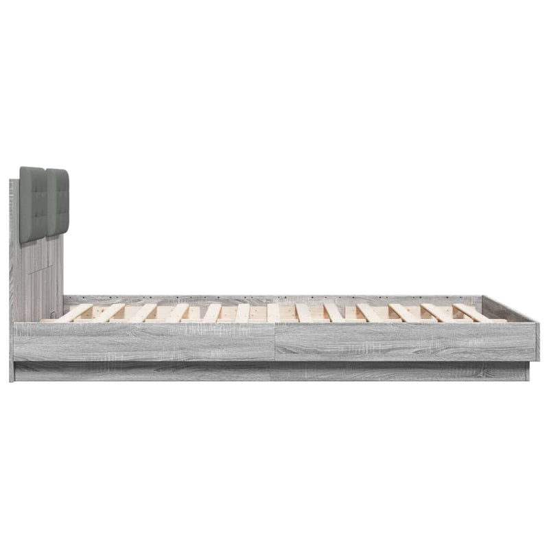 vidaXL szürke sonoma színű szerelt fa ágykeret fejtámlával 120x200 cm