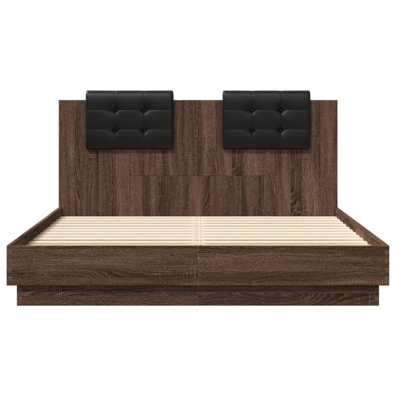 vidaXL barna tölgy színű szerelt fa ágykeret fejtámlával 120x200 cm