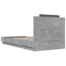 vidaXL betonszürke szerelt fa ágykeret fejtámlával 90 x 200 cm