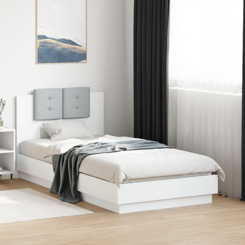 vidaXL fehér szerelt fa ágykeret fejtámlával 90 x 190 cm
