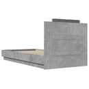 vidaXL betonszürke szerelt fa ágykeret fejtámlával 90 x 190 cm