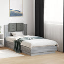 vidaXL szürke sonoma színű szerelt fa ágykeret fejtámlával 90 x 190 cm