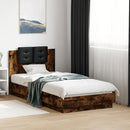 vidaXL füstös tölgy színű szövet ágykeret fejtámlával 75x190 cm
