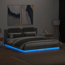 vidaXL betonszürke ágykeret fejtámlával és LED-világítással 180x200 cm