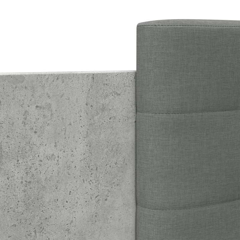 vidaXL betonszürke ágykeret fejtámlával és LED-világítással 180x200 cm