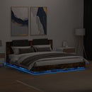vidaXL füstös tölgy színű ágykeret fejtámlával és LED-ekkel 180x200 cm