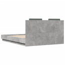 vidaXL betonszürke ágykeret fejtámlával és LED-világítással 150x200 cm