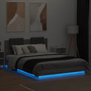 vidaXL szürke sonoma ágykeret fejtámlával és LED-ekkel 150 x 200 cm