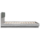 vidaXL szürke sonoma ágykeret fejtámlával és LED-ekkel 150 x 200 cm