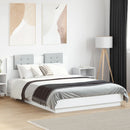 vidaXL fehér ágykeret fejtámlával és LED-világítással 140 x 200 cm