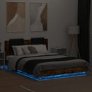vidaXL füstös tölgy színű ágykeret fejtámlával és LED-ekkel 120x200 cm