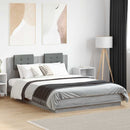 vidaXL szürke sonoma ágykeret fejtámlával és LED-ekkel 120 x 200 cm