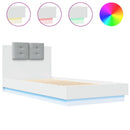 vidaXL fehér ágykeret fejtámlával és LED-világítással 100 x 200 cm